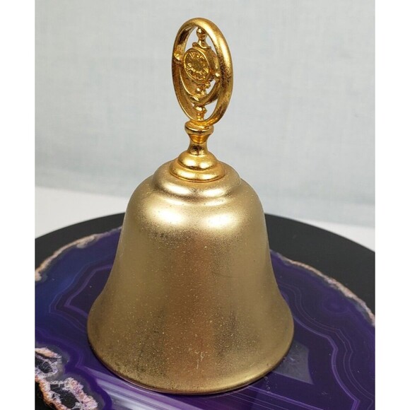 Vintage Brass Bell with AVON CALLING Design on the Handle Size 3" X 2" It Sounds - Picture 6 of 11